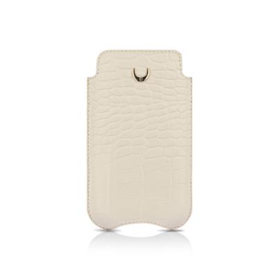 Beyzacases - Etui cuir Apple iPhone 4 Ligne Slim Croco blanc