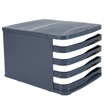Bloc de classement gris rangement 8 tiroirs blancs