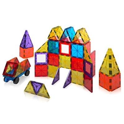 Playmags - 158 - jeu de construction de 60 pièces avec voiture et tuiles aimantées aux couleurs translucides
