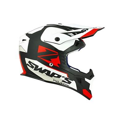 SWAP'S Casque Moto Cross Blur S818 Noir Blanc Rouge Mat - Homologué ECE R22-05