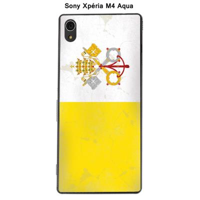 Coque Sony Xpéria M4 Aqua - Drapeau Vatican vintage