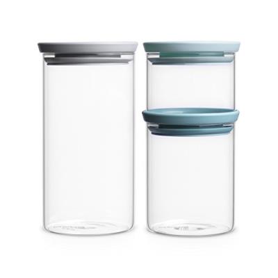 Brabantia 298325 bocal empilable acier inoxydable/verre gris set de 3