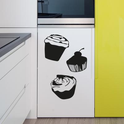 Pick and Stick Sticker Mural déco cupcake - 30 x 30 cm, Noir