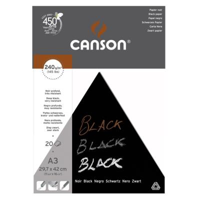 Bloc de papier noir A3 29,7 x 42 cm 250 g/m²
