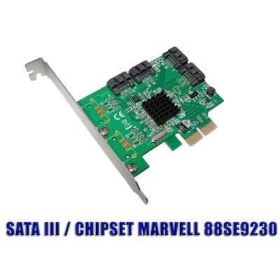 Carte Contrôleur SATA III 4 PORTS - PCIE 2X CHIPSET MARVELL 88SE9230 - RAID 0/1/10