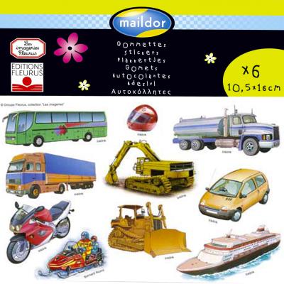 Sachet de 6 planches de stickers : véhicules editions fleurus