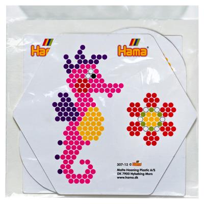 Cartes de modèles en couleur pour perles hama midi : fleur et hippocampe hama