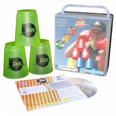 Flash cups - 1001 - set de speed stacking comprenant 12 gobelets, une housse et un dvd - citron - langue : allemande