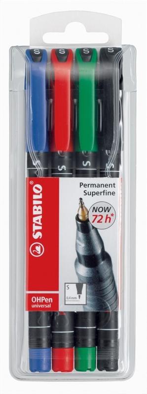 STABILO OHPen universal Stylo feutre marqueur permanent pointe extra fine 0 4 mm Pochette de 4 coloris assortis - vue 2