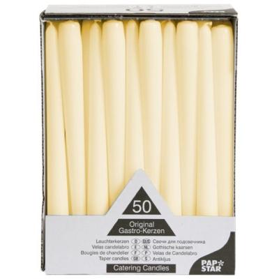 50 CHANDELLES - Ø 2,2 CM X 25CM - CHAMPAGNE, AUTONOMIE: 7 HEURES