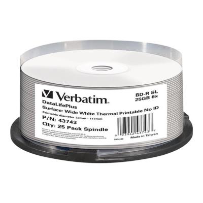 Verbatim 25 Bd-r Blu-ray 25gb 6x Speed Thermal Printable Cd-dvd-bluray Blanc 