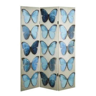 Paravent Papillon pliable 180 cm bleu