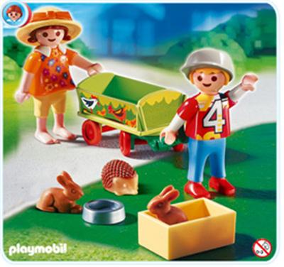 4349 Playmobil Enfants chariot petits animaux