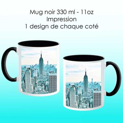 Mug noir avec design New York bleu