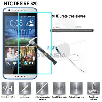 Vitre protection d'ecran en verre trempé incassable Tempered Glass HTC DESIRE 620 ©Advansia