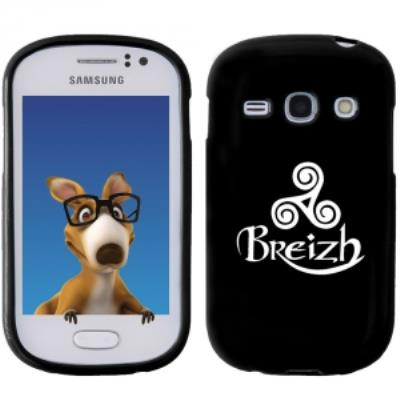 Coque Souple en gel noir pour Galaxy Fame avec impression Motifs Triskel celte blanc