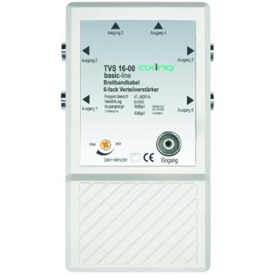 Axing - tvs 16-00 - amplificateur-répartiteur 6 postes pour petit réseau large bande ou terrestre