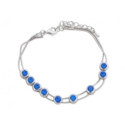 Bracelet double cordelette aux faux cristaux bleu roi bijou fantaisie pas cher