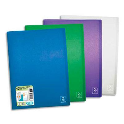 Lot de 10 Protège-documents 2nd LIFE en polypropylène translucide. 40 pochettes, 80 vues. Coloris assortis