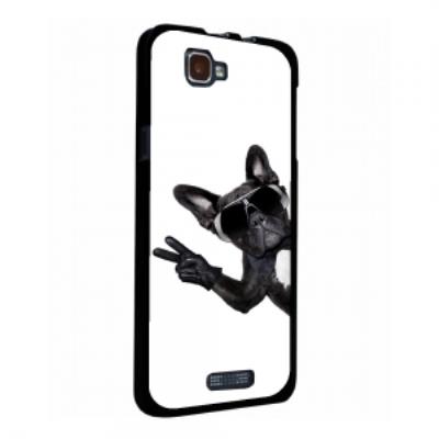 Coque rigide noire Wiko Rainbow avec impression Motifs Chien à Lunettes
