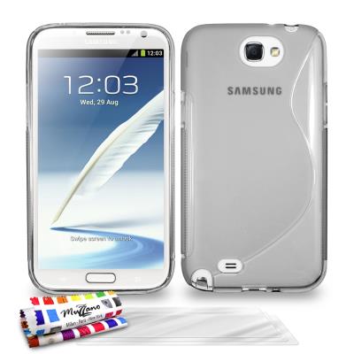 Coque Souple ORIGINALE Ultra Fine Gris , Le S, Premium de MUZZANO pour SAMSUNG GALAXY NOTE 2 + 3 Protections Ecran , UltraClear, Pour SAMSUNG GALAXY NOTE 2