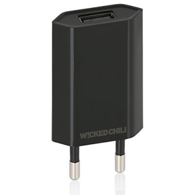 Wicked chili pro series câble d'alimentation-ultra slim-adaptateur uSB pour apple iPhone 6 plus transparent/6/5C/5S/5/4S/4, iPod touch/nano-cigare 1000 mA, 100-240 v (noir)
