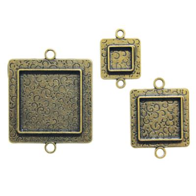 Support en métal bronze - carré martelé - 3 pièces