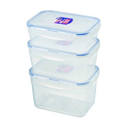 Boites hermétiques rectangulaires basses Lock&Lock - Lot de 3 : Les emboîtables