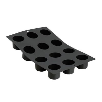 Moulflex noir - Moule en silicone : Darioles 17.5 x 30 cm, soit 12 alvéoles