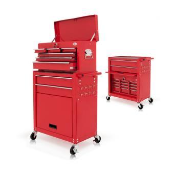 AREBOS Chariot à outils Servante d/'atelier rouge coffre malle rangement amovible
