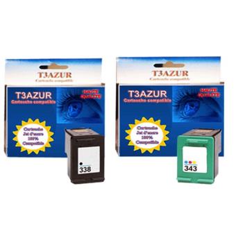 T3AZUR – Lot de 2 Cartouches recyclés pour HP Deskjet 3200 / 460C ...