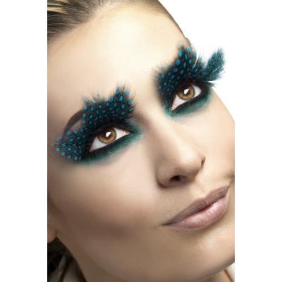 Faux cils plumes noires à pois bleus adulte taille unique