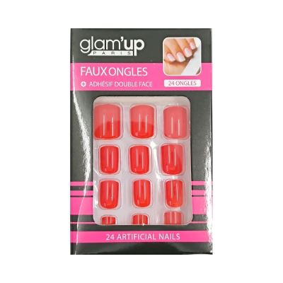 GLAM UP - Faux Ongles + Adhésifs - Rouge