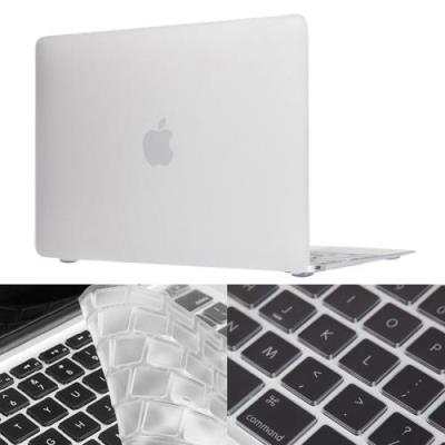 Macbook 12 inch 2 en 1 Housse Etui Plastique Blanc Effet givré