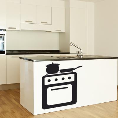 Pick and Stick Sticker Mural déco cuisinière - 55 x 50 cm, Noir