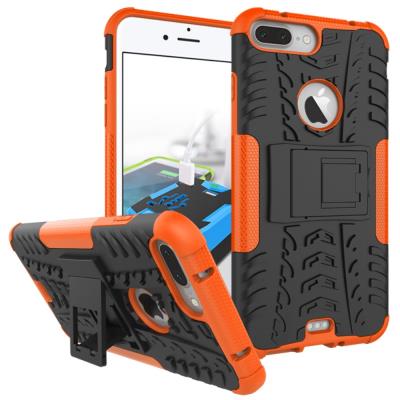 Coque en TPU Cool Tyre stand + Dual pour iPhone 7 Plus 5.5 Inch - Orange