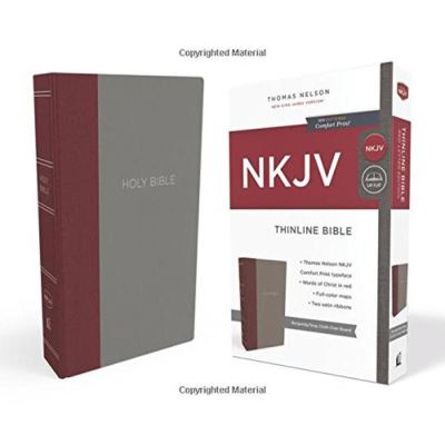 NKJV, Thinline Bible, Standard Print, Cloth over Board, Burgundy/Gray, Red Letter Edition - [Version Originale]