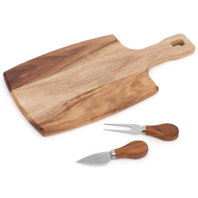 Planche à découper en accacia + 2 couverts à fromage format coffret - Set de 3 piÃ'ces FROMAGE