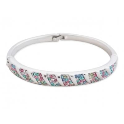 Bracelet argenté aux rectangles de strass multicolores bijou fantaisie pas cher
