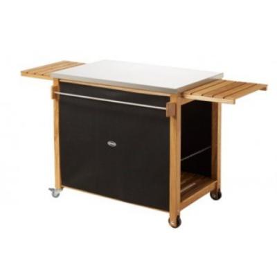 Table chêne brossé et inox pour plancha ENO - CMI60 - Chêne - Massif et inox - 86 cm - 86-152x58 cm