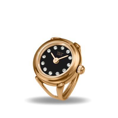 Montre Davis 4160 - Montre Bague Or Noire Strass Femme