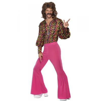 Déguisement disco rose et fleurs pour homme - M