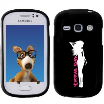 Coque Souple en gel noir pour Galaxy Fame avec impression Motifs So Sexy blanche