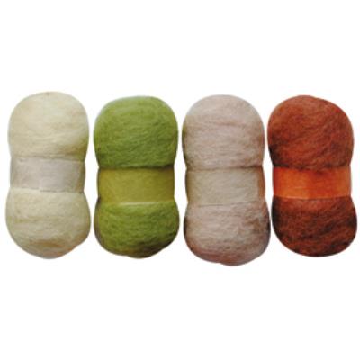 Laine cardée - Nuances nature - 4 nappes de 20 g