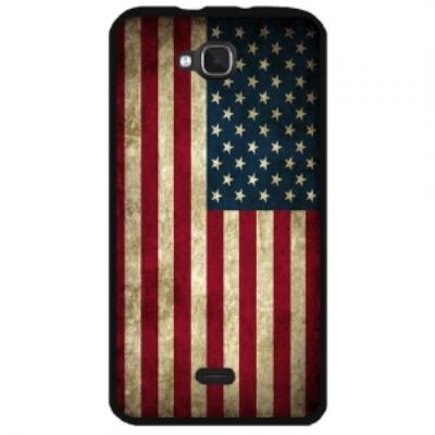 Coque rigide noire Wiko Slide avec motif drapeau Américain USA Vintage