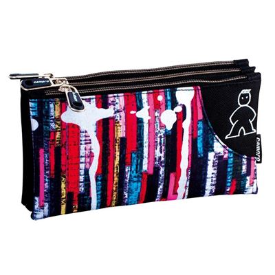 Fourre-tout triple Multi-rayures 23x12