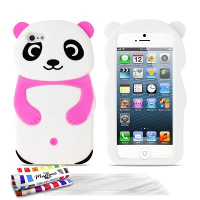 Coque souple Rose bonbon , Panda, ORIGINALE de MUZZANO pour APPLE IPHONE 5 + 3 Films de Protection Ecran UltraClear