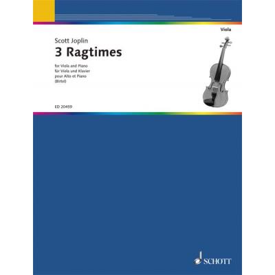 Partitions classique SCHOTT JOPLIN SCOTT - THREE RAGTIMES - VIOLA AND PIANO Alto