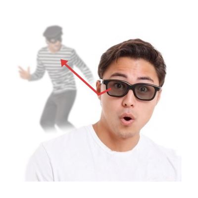 Lunettes d'espionnage rétroviseur - Espion avec miroir intégré Anti-tracking lunettes de soleil noir