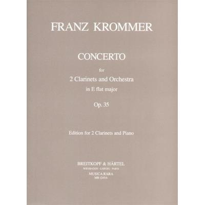 Partitions classique EDITION BREITKOPF KROMMER F. - CONCERTO IN ES OP. 35 - 2 CLARINETTES, PIANO Clarinette